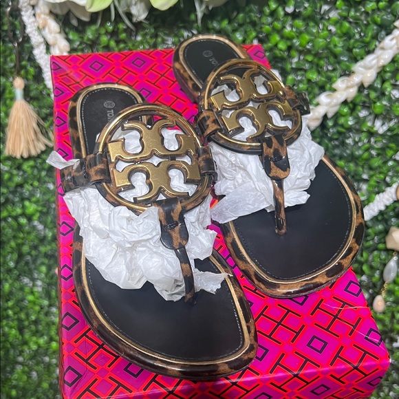 Tory Burch Shoes - Tory Burch RT: $248 Metal Miller Barbados Leopard sandals Slipper size 8